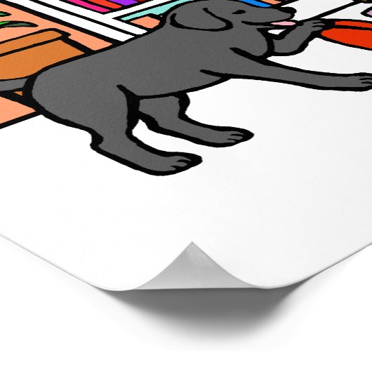 Labrador Mama Reading Cartoon Poster (Ecke)