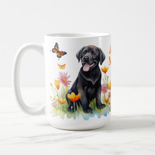 Labrador Mama Retriever Moderner Welpenhund Kaffeetasse (Links)