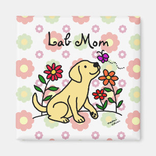 Labrador-Mama u. grünes Blumen Magnet