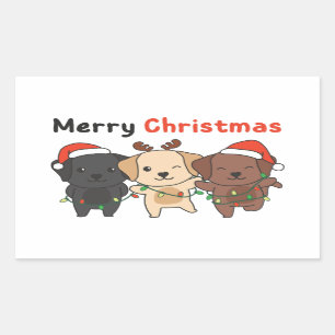 Labrador Merry Christmas Cute Dogs Holiday Rechteckiger Aufkleber
