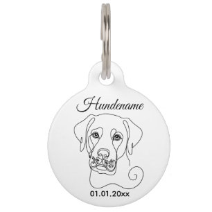 Labrador Minimalist Line Art Personalized Tag Haustiermarke