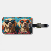 Labrador mit Herz-Rose Valentinstag Gepäckanhänger (Rückseite horizontal)