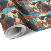 Labrador mit Herz-Rose Valentinstag Geschenkpapier (Rolleneckpunkt)