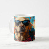Labrador mit Herz-Rose Valentinstag Kaffeetasse (Vorderseite Links)