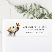 Labrador mit Monarch Butterfly-Rücksendeadresse