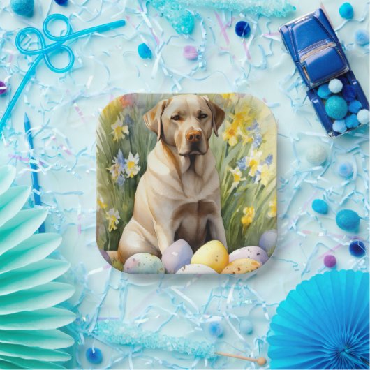 Labrador mit Ostereiern Pappteller (Party)