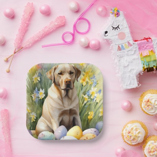 Labrador mit Ostereiern Pappteller (Party)
