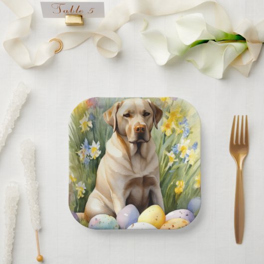 Labrador mit Ostereiern Pappteller (Hochzeit)