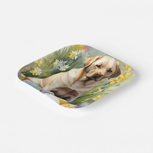 Labrador mit Ostereiern Pappteller (Gewinkelt)