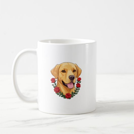 Labrador mit Rote Rosen Kaffeetasse (Links)