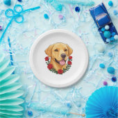 Labrador mit Rote Rosen Pappteller (Party)