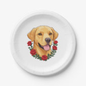 Labrador mit Rote Rosen Pappteller (Vorderseite)
