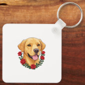 Labrador mit Rote Rosen Schlüsselanhänger (Rückseite)