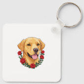 Labrador mit Rote Rosen Schlüsselanhänger (Rückseite)