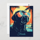 Labrador mit Sonnenbrille am Strand Custom Postkarte (Vorne/Hinten)