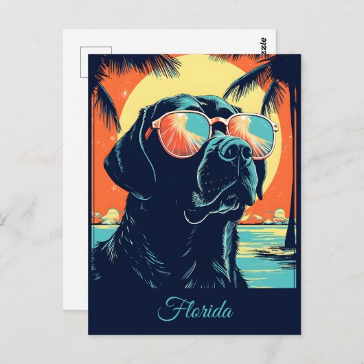 Labrador mit Sonnenbrille am Strand Custom Postkarte (Vorne/Hinten)