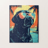 Labrador mit Sonnenbrille am Strand Puzzle (Vertikal)