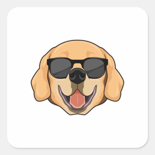 Labrador mit Sonnenbrille Quadratischer Aufkleber (Vorderseite)