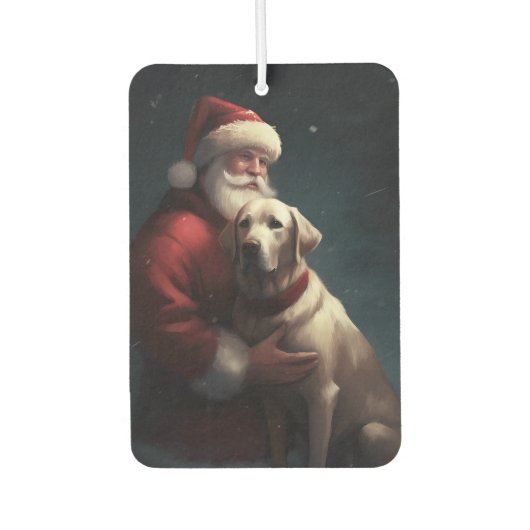 Labrador mit Weihnachtsmann Weihnachten Autolufterfrischer (Vorderseite)