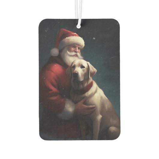 Labrador mit Weihnachtsmann Weihnachten Autolufterfrischer (Rückseite)