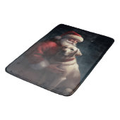 Labrador mit Weihnachtsmann Weihnachten Badematte (Schrägansicht)