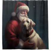 Labrador mit Weihnachtsmann Weihnachten Duschvorhang (Vorderseite)