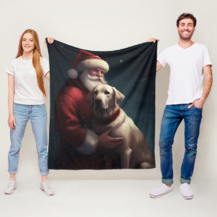 Labrador mit Weihnachtsmann Weihnachten Fleecedecke