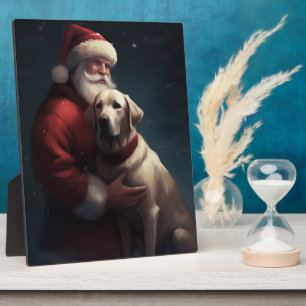 Labrador mit Weihnachtsmann Weihnachten Fotoplatte