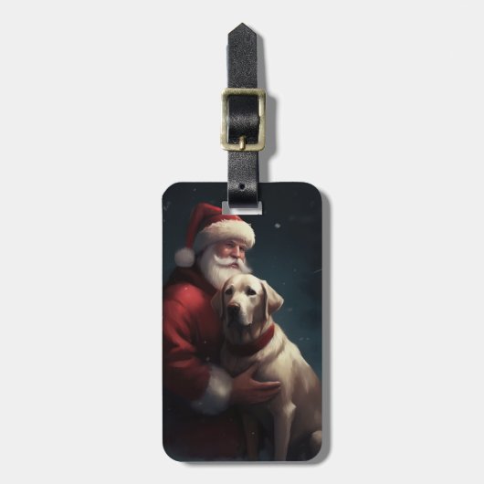 Labrador mit Weihnachtsmann Weihnachten Gepäckanhänger (Vorderseite vertikal)