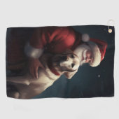 Labrador mit Weihnachtsmann Weihnachten Golfhandtuch (Horizontal)