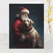 Labrador mit Weihnachtsmann Weihnachten Karte (Gelbe Blume)