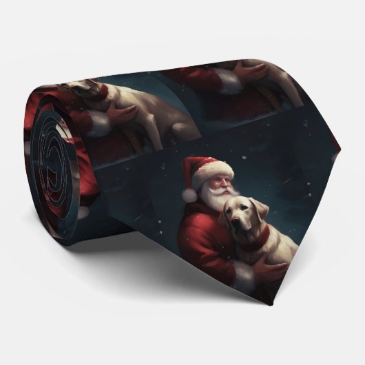 Labrador mit Weihnachtsmann Weihnachten Krawatte (Gerollt)
