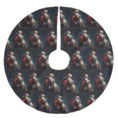 Labrador mit Weihnachtsmann Weihnachten Polyester Weihnachtsbaumdecke (Vorderseite)