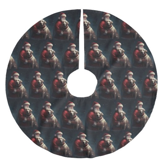 Labrador mit Weihnachtsmann Weihnachten Polyester Weihnachtsbaumdecke (Vorderseite)