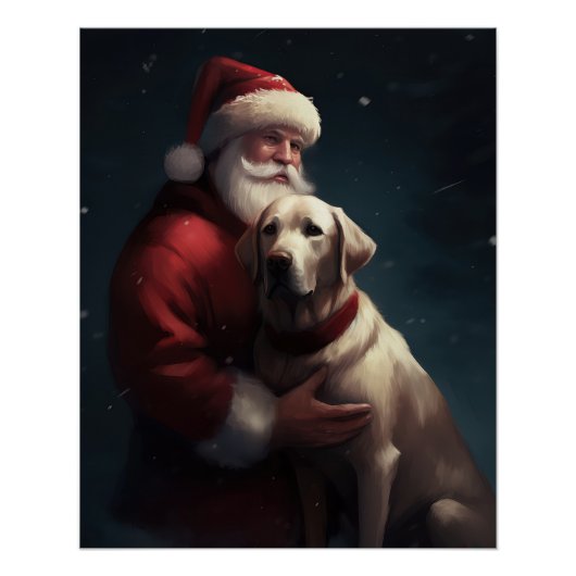 Labrador mit Weihnachtsmann Weihnachten Poster (Vorderseite)