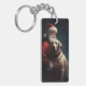 Labrador mit Weihnachtsmann Weihnachten Schlüsselanhänger (Vorderseite links)