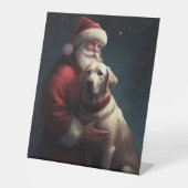 Labrador mit Weihnachtsmann Weihnachten Sockelschild (Vorderseite)