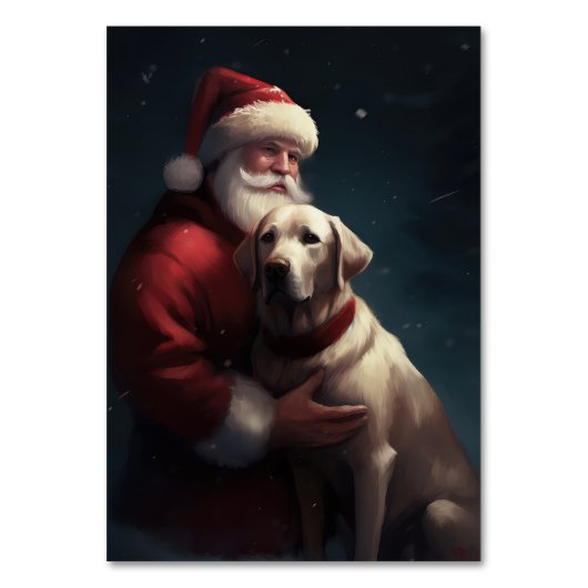Labrador mit Weihnachtsmann Weihnachten Tischnummer (Vorderseite)