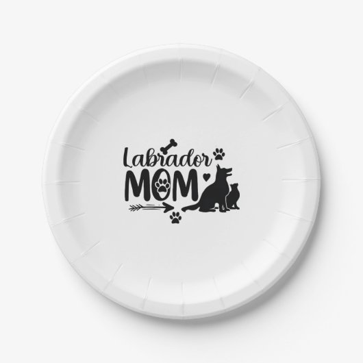 Labrador-Mutter SVG � Hund-Silhouette & Pfotenabdr Pappteller (Vorderseite)