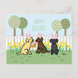 Labrador Oaster Bunnies Garden Holiday Card Feiertagspostkarte