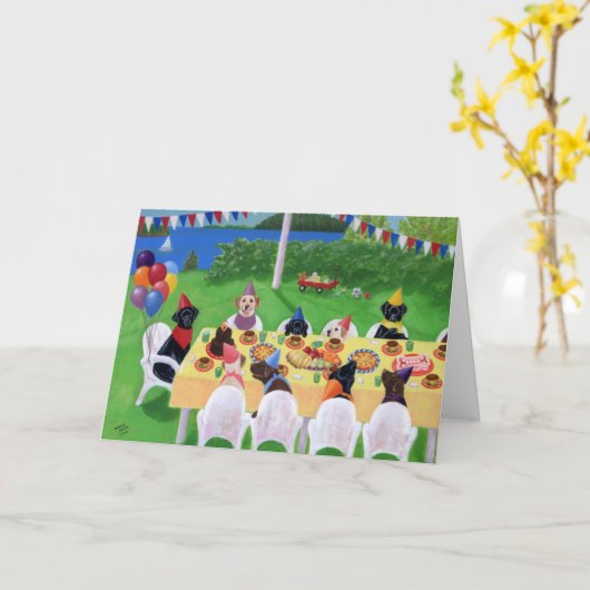 Labrador-Party-Malerei Karte (Gelbe Blume)