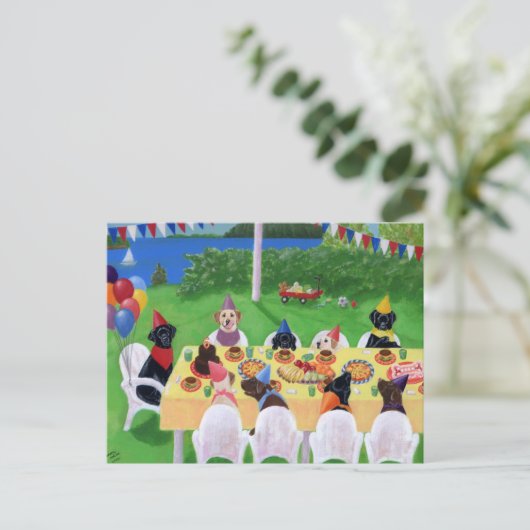 Labrador-Party Postkarte (Stehend Vorderseite)