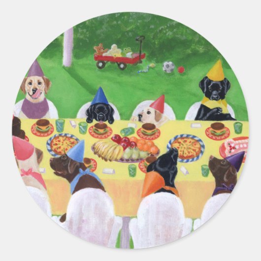 Labrador-Party Runder Aufkleber (Vorderseite)