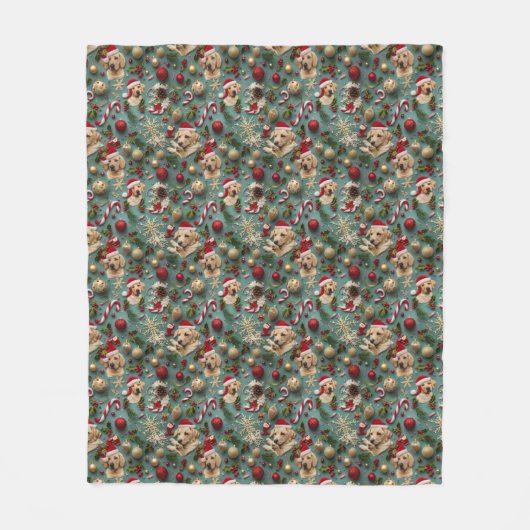 Labrador Pattern Weihnachten Fleecedecke (Vorderseite)