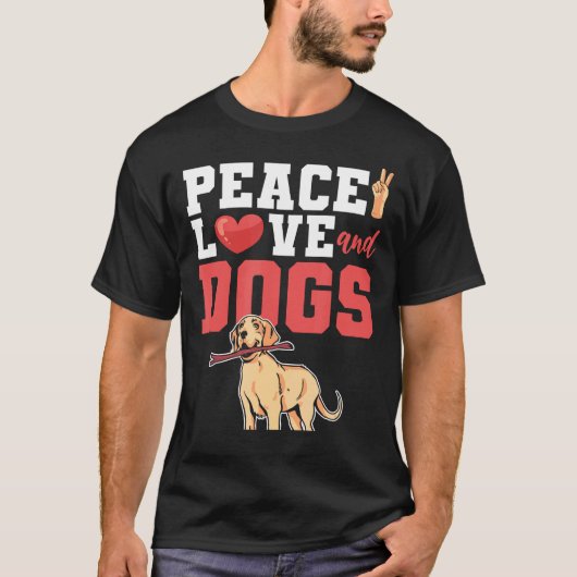 Labrador Peace Liebe and Hunde T-Shirt (Vorderseite)