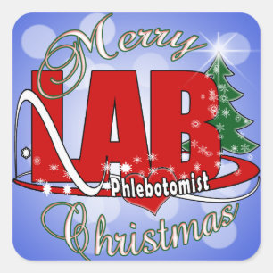 LABRADOR PHLEBOTOMIST CHRISTMAS QUADRATISCHER AUFKLEBER