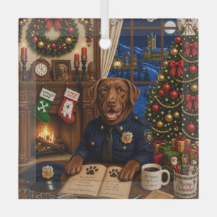 Labrador Polizeihund Urlaub Ornament Aus Glas