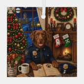 Labrador Polizeihund Urlaub Ornament Aus Glas (Rückseite)