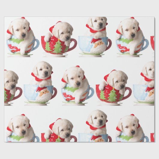LABRADOR PUPPIES IN EINEM CUP CHRISTMAS GIFT WRAPP GESCHENKPAPIER (Flach)
