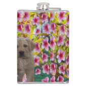 Labrador Puppies Oil Paint, Flachmann (Rückseite)